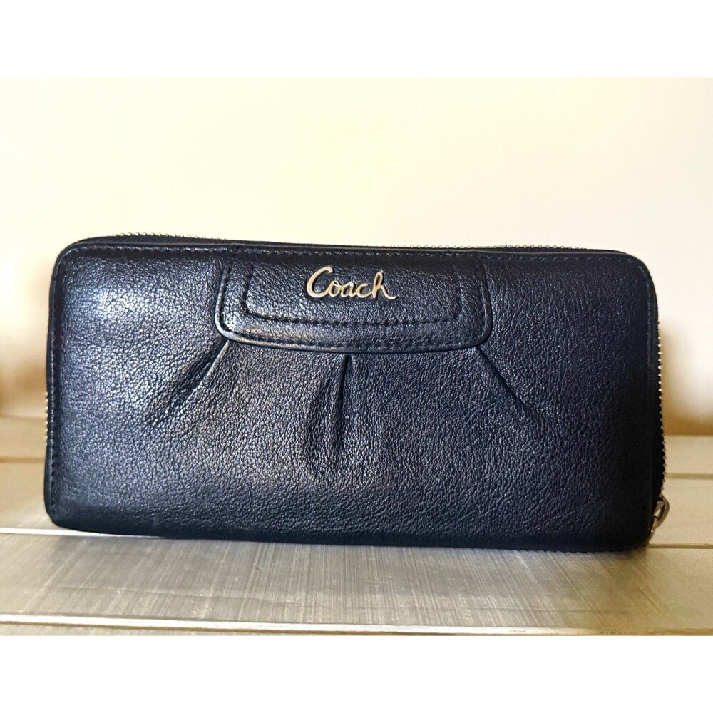 Coach Ashley Pleated Leather Accordion Zip-Around Wallet